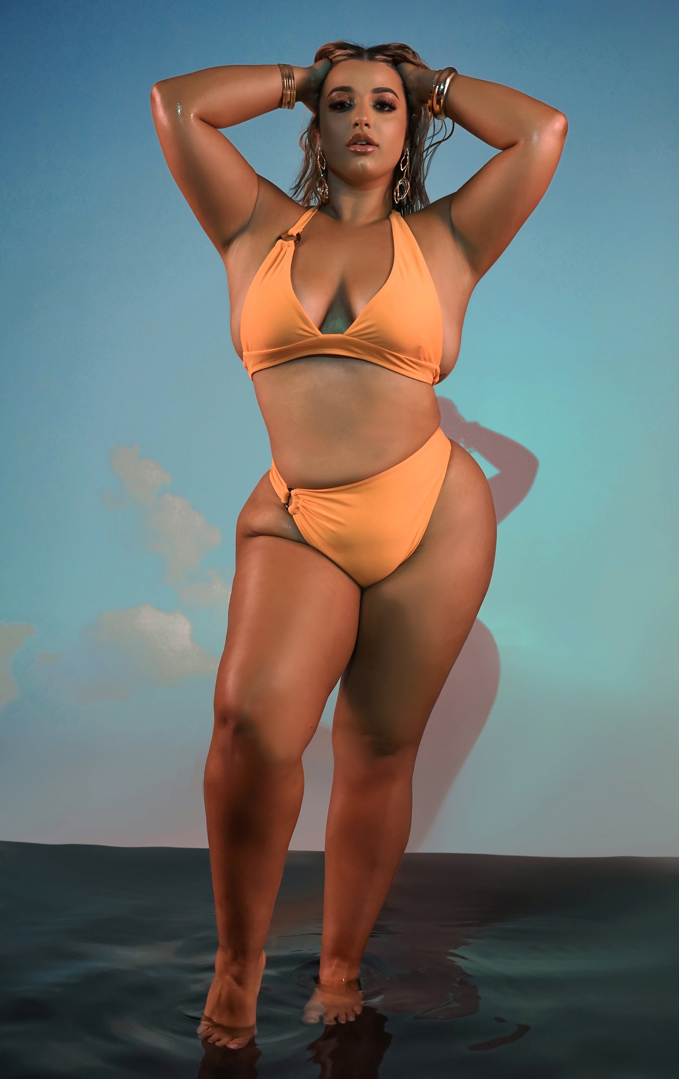 Costa Halter Bikini Top - Orange Popsicle