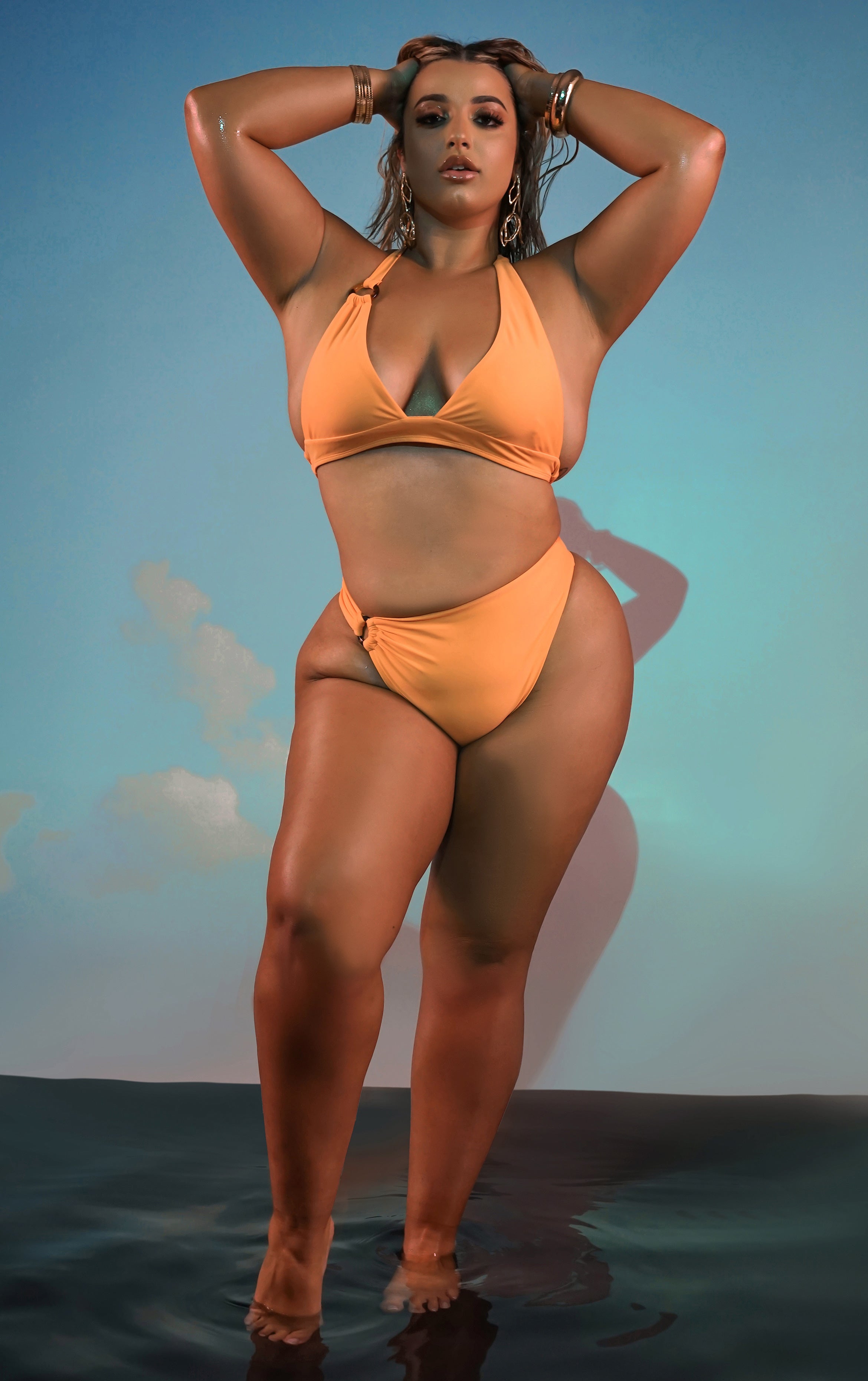 Costa High Waisted Bikini Bottom - Orange Popsicle